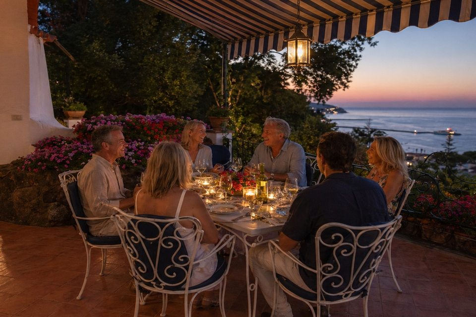 Cena sulla terrazza al tramonto, su richiesta